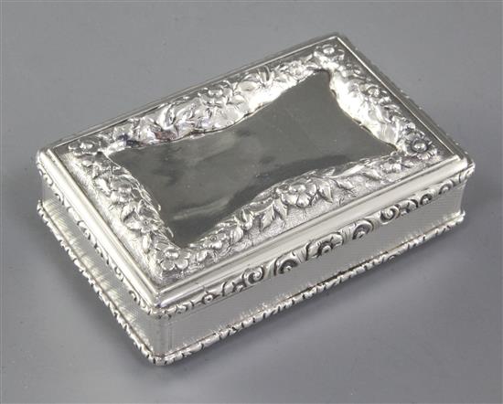 An early Victorian silver table snuff box, by Edward Smith, Length: 93mm Weight: 6.8oz/214grms